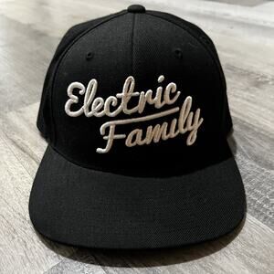 Electric Family EDM Festival Hat Black Script Logo Snapback